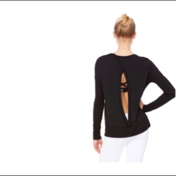 ALO Yoga Sweaters - Alo Yoga Black Intricate Keyhole Back Sweater Top